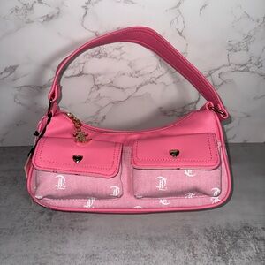 Juicy Couture Bag Pink Denim Shoulder Bag JC Logo Handbag Purse w/ Shimmer